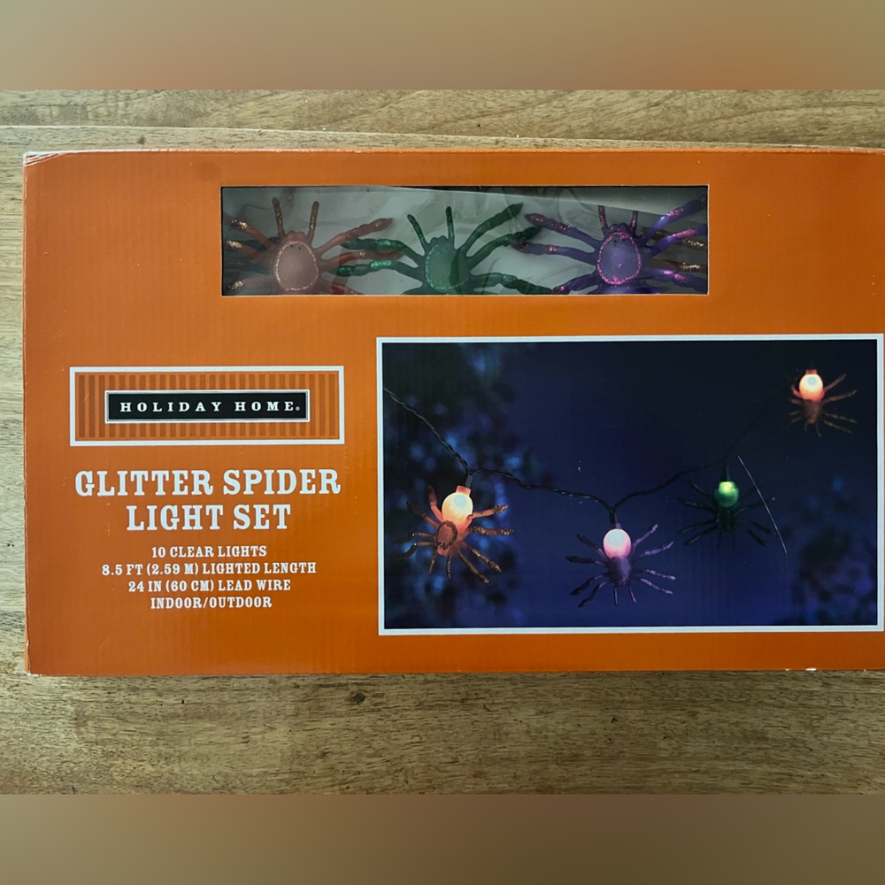 Holiday Home Glitter Spider Light Set - Multicolor